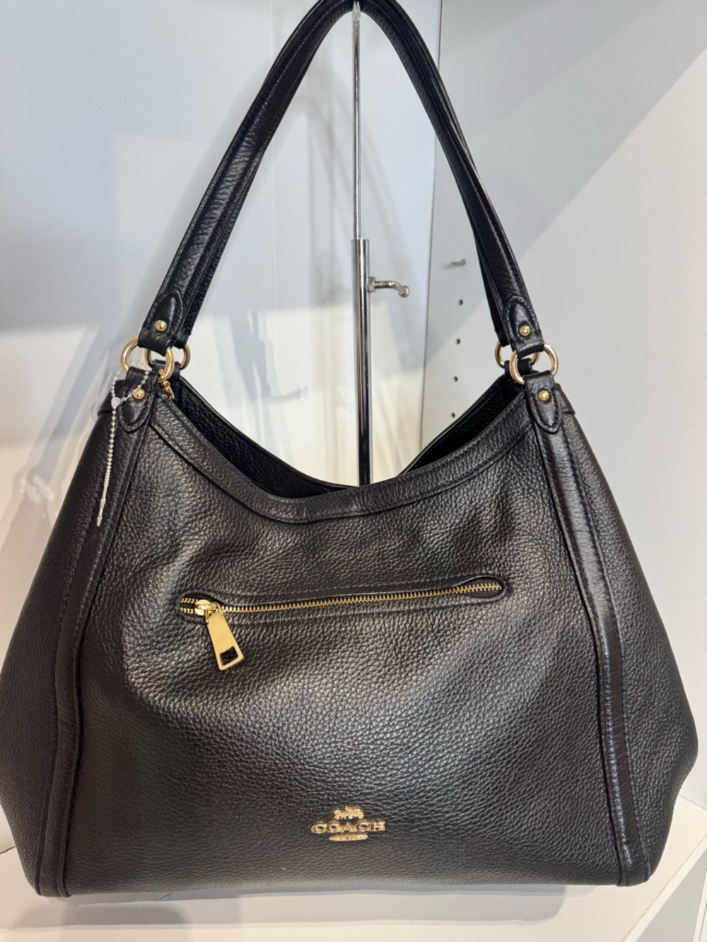 Coach Kristy Black Pebbled Leather Shoulder Bag - Picture 2 of 5